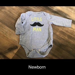 Newborn long sleeve little man mustache onesie